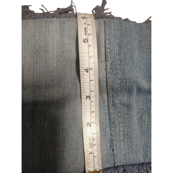 Large Myra Denim & Faux Leather Boho Tote Bag With Woven Aztec Pattern & Fringe - Picture 4 of 10